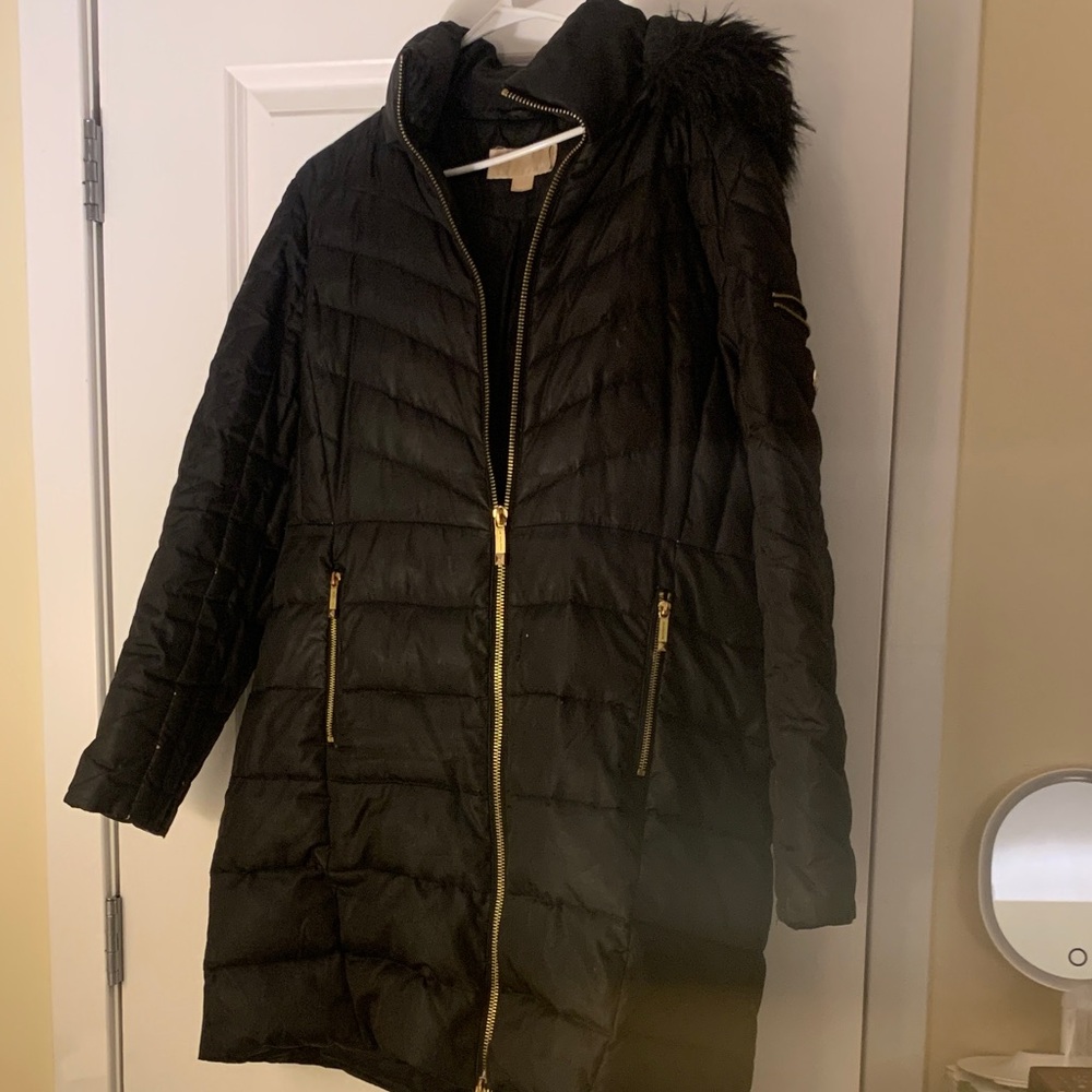 Michael Kors Quilted Black Puffer with Gold Details